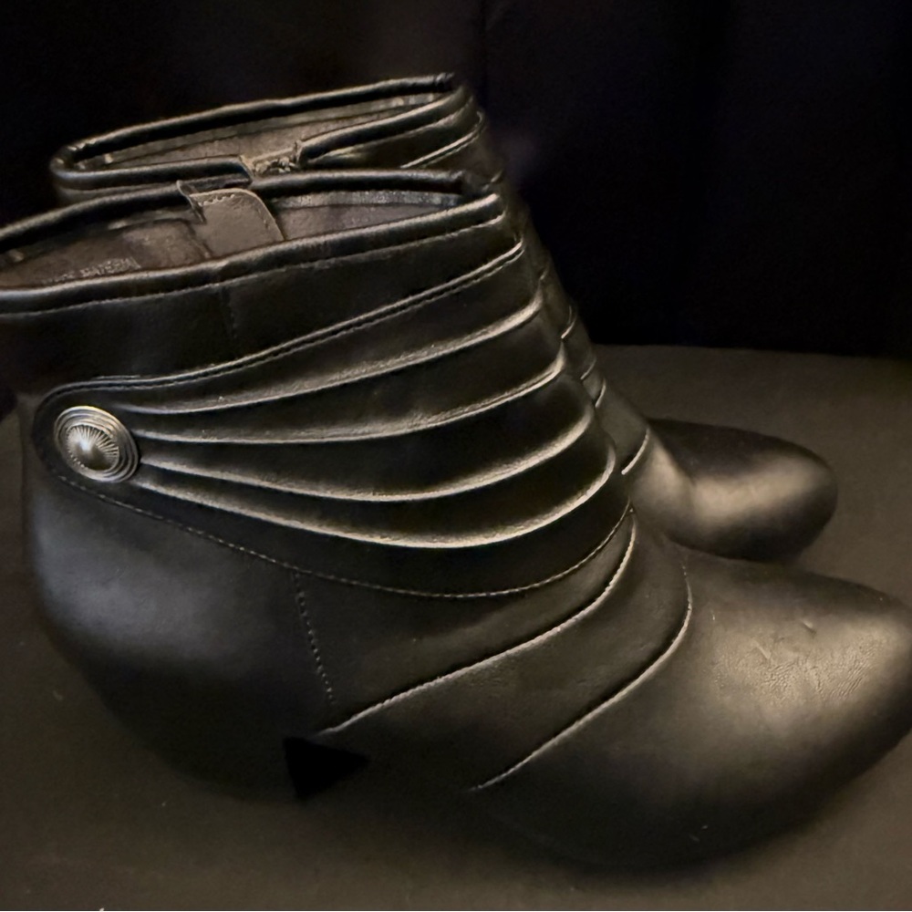 Elegant Black Ankle Booties with Button Detail